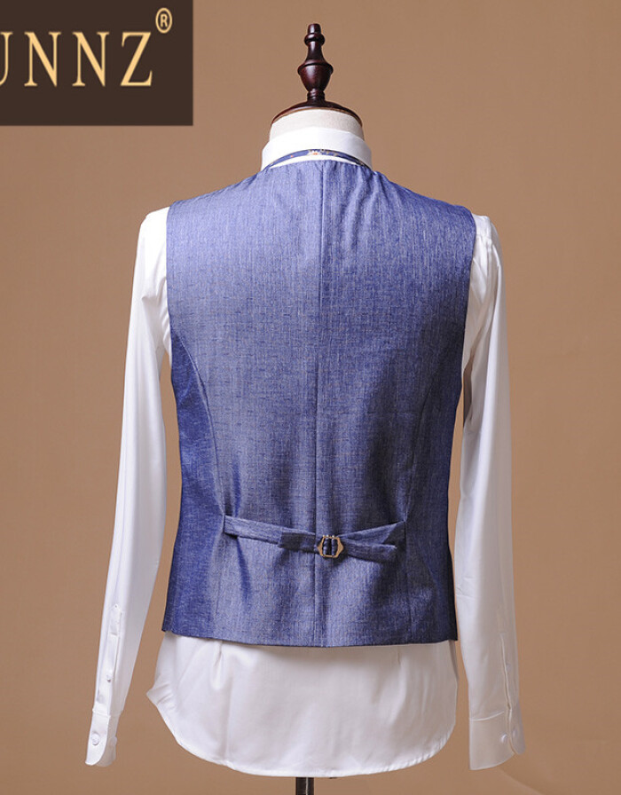 2016秋季商务绅士范 HUNNZ蓝色修身马甲，轻奢质感提升男性魅力